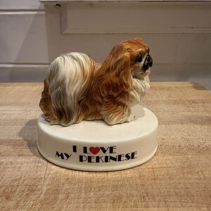 Pekinese Dog Ceramic Figurine I Love My Dog 3” George Good Vintage Gift Idea